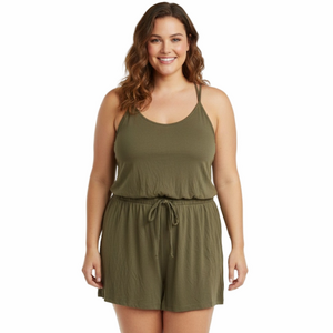 Old Navy Olive Green Lady Woman Size Large Strappy Casual Shorty Romper